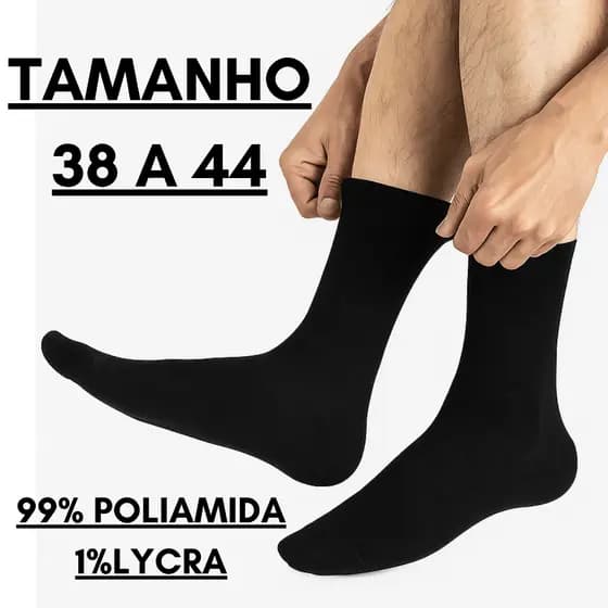 Kit 3/6/12 Pares De Meia Social Masculina Preta Cano Longo Tamanho 38 a 43