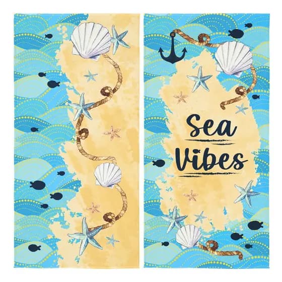 2 Toalhas De Praia e Piscina Aveludada Marina Lepper - Sea Vibes Conchas Grande para o Verão