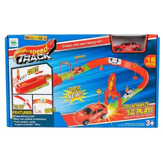 Pista De Carrinho Super Lançador Rápido High Speed Track 16 Peças Brinquedo Menino Presente Radical