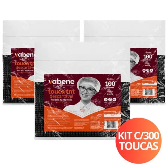 300 Touca Descartável TNT PRETA c/ elástico ANVISA