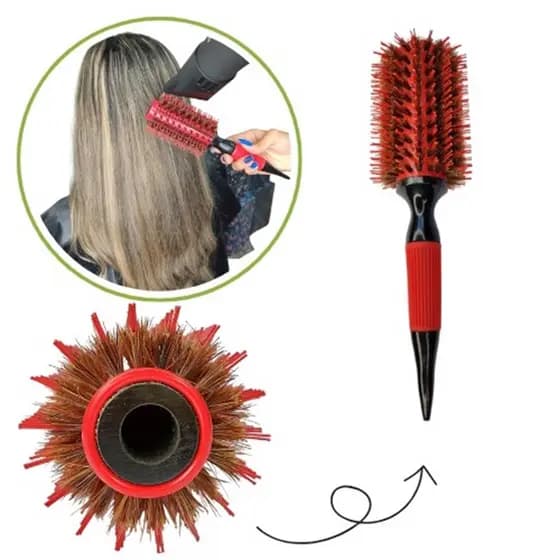Escova de Cabelos Cerdas de Javali Tam 18 Vermelho cod 1591