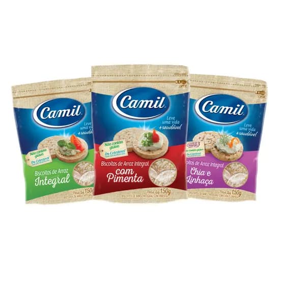 Kit Biscoito de Arroz Sortidos Camil 3x150g