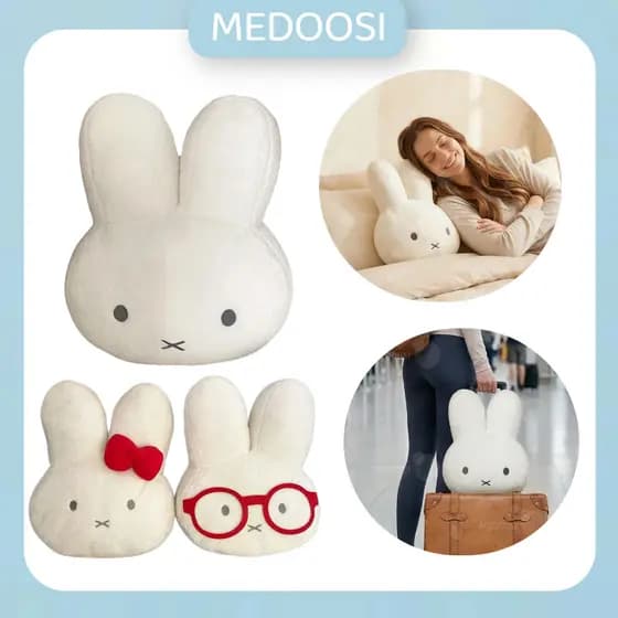 40CM Mini Almofada de Pelúcia Miffy Coelho Branco - Infantil Boneca Decoração Fofa de Sofá/Cama