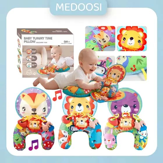 Almofada de Atividade Infantil/brinquedo/almofada/infantil/Suporte Anatômico e Estímulo Sensorial com Música/Chocalho