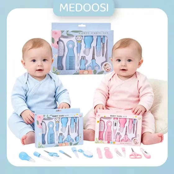 10pcs Produtos essenciais de cuidados para recém-nascidos-Conjunto de higiene para bebês,com tesoura, pente par