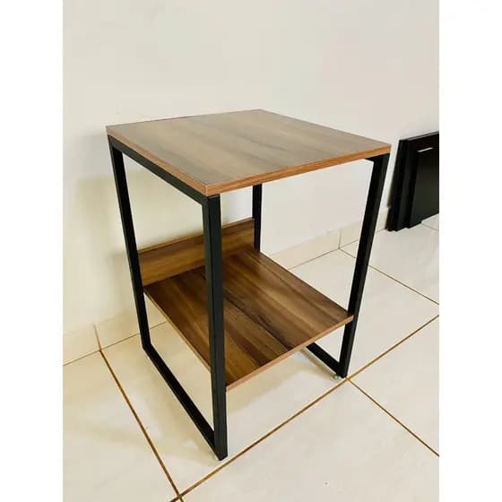 Promoção Criado Mudo Mesa de Cabeceira de Cama Industrial Base de Ferro Tampo Preto e Marrom Frete Grátis