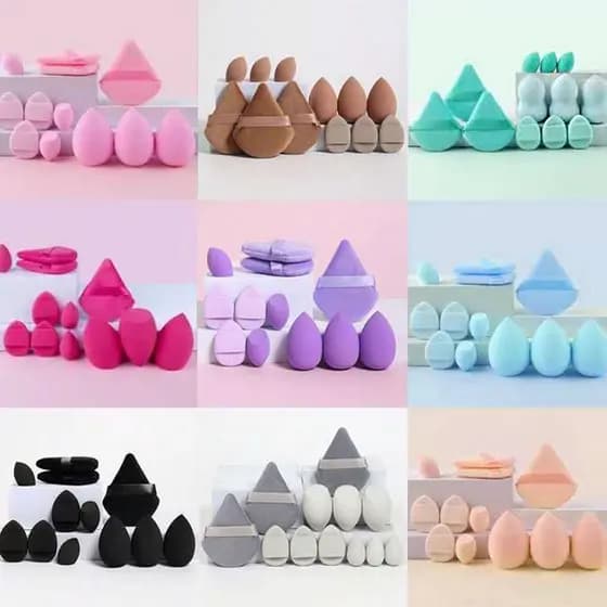 12 peças de esponja de maquiagem, esponja de base, creme líquido, Acessórios de maquiagem