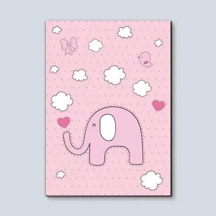Quadro Decorativo Quarto Infantil Menina Elefantinho Rosa 20x30