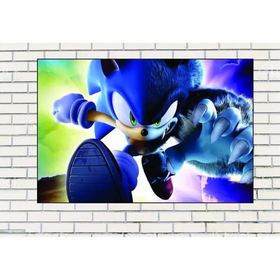 Quadro Decorativo Sonic 2 Jogos Filme 03 1 Peça 60x40