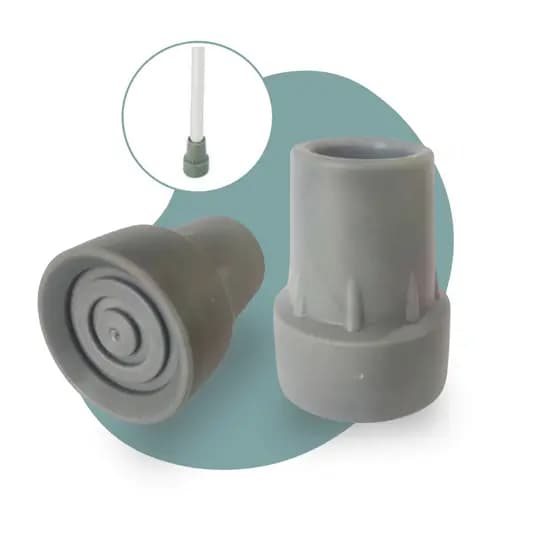 Kit 2 Ponteiras Borracha 19mm Reposição Andador Cinza Bengala Canadence Muleta Locomoção Mobilidade