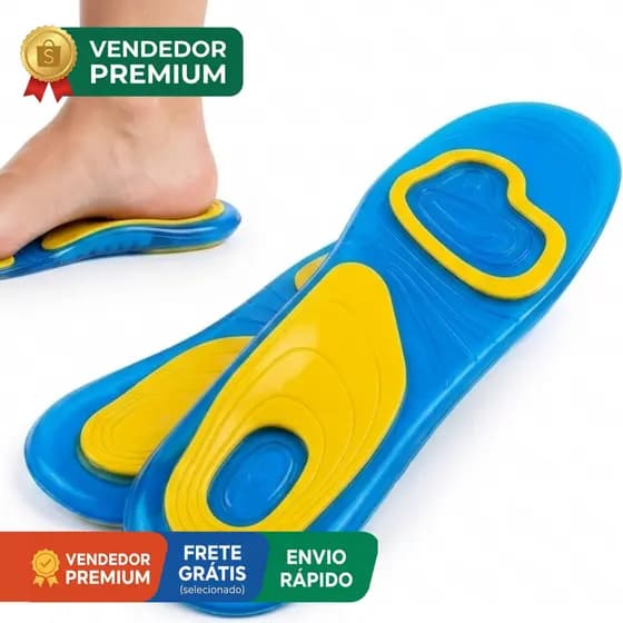 Kit 2 Par Palmilha Silicone Gel Ortopédica Tênis Corrida Anti Impacto Macia Leve Recortável
