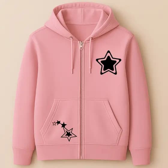 Moletom Ziper Unissex Algodão Confortavel Star Estrelas Minimalista Moda Inverno Streetwear