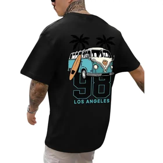 Camiseta Oversized Los Angeles Praiana Tecido Confortável e Leve