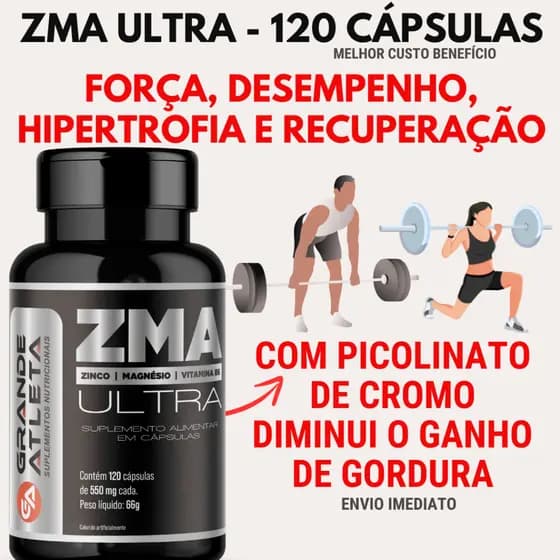 ZMA Ultra 550mg 120 Cápsulas Com Picolinato de Cromo - Pré-Hormonal - (Envio imediato)