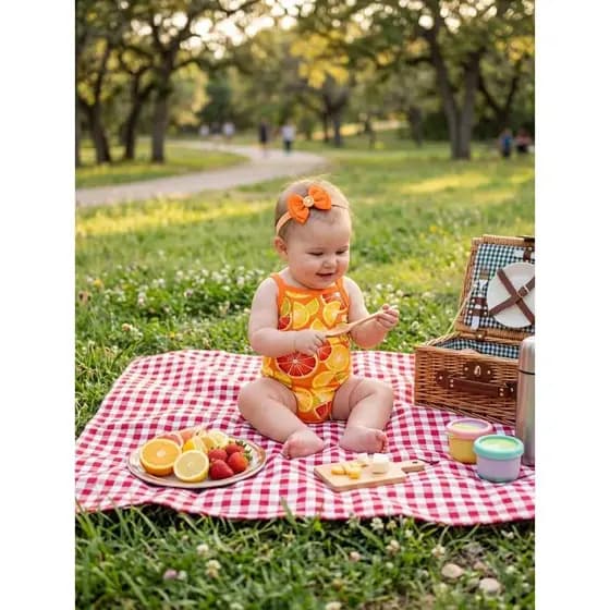 Kit Presente Body Bebe Temático Frutinhas + Laço , Roupa de Bebe Temática, mêsVersário Estampada