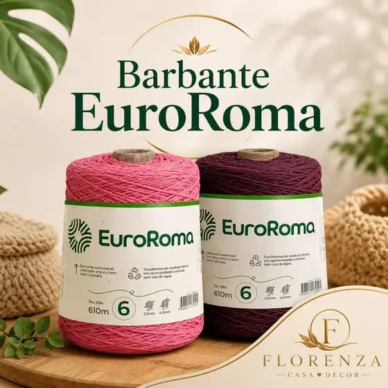 Barbante EuroRoma 600g - / Nº6 / Nº8 - 610m / 457m | Cores Variadas - Tricô / Crochê / macramê