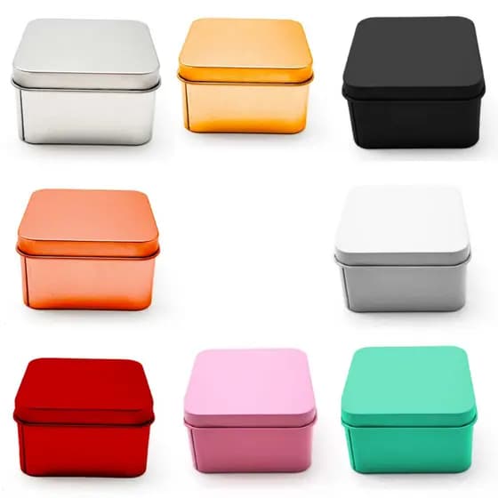 6 Latas Metal Quadrada Lembrancinhas e Presentinhos e Festa Luxo Variação De Cores 6X4CM C/6 Unidades