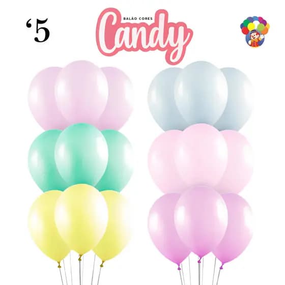 Balões Candy Art-Latex Color Colorido Redondo Profissional - 25 Unidades - Polegadas 5''