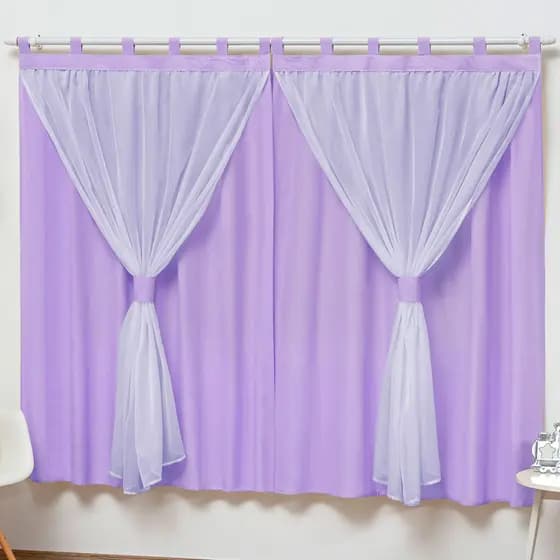 Cortina Slim Lilás 2,00 x 1,70 Para Quarto De Bebe e Sala