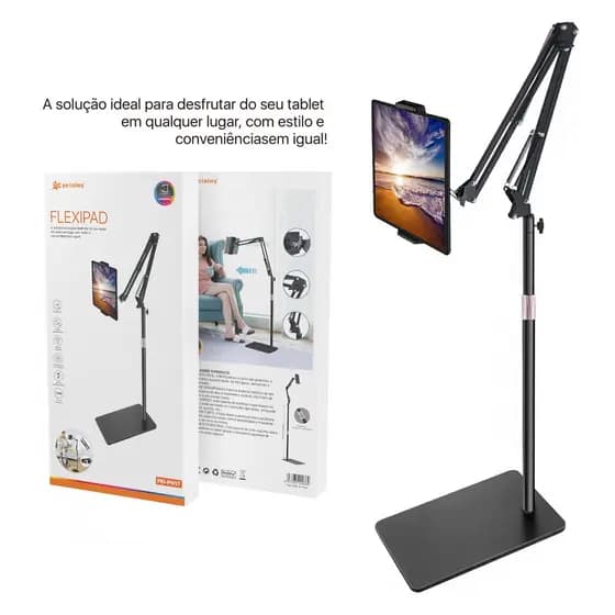 Suporte De Chão Para Celular E Tablet Ajustável E Telescópico Cantiléver Metálico