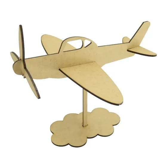 Enfeite de Mesa Avião com Base Festa Decoração 22x23x18 Kit 12un Mdf Madeira