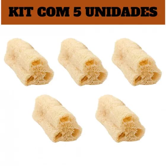 Kit Com 5 Bucha Esponja Vegetal Natural Ecológica Para Banho Esfoliação