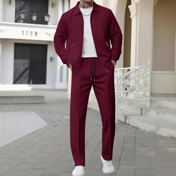 Primavera outono novo estilo masculino Waffle europeu americano comércio exterior cordão esportes calças casuais terno
