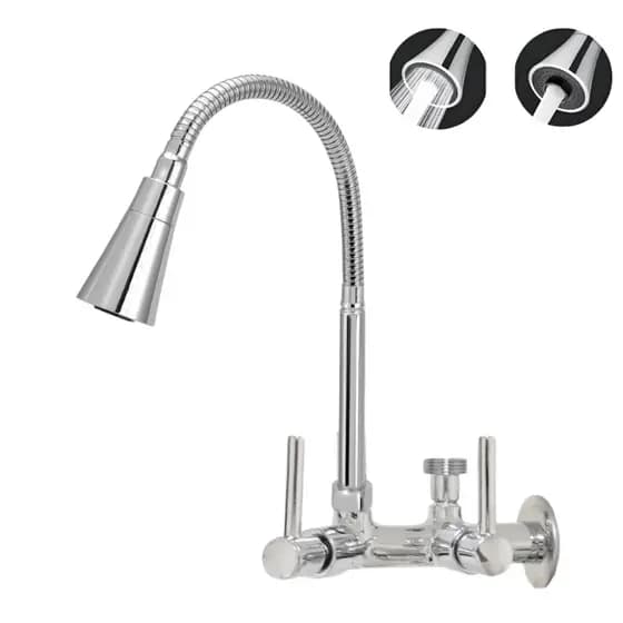 Torneira Cozinha Gourmet Cone Cromado Com Adaptador Para Maquina de Lavar e Purificador Filtro 3/4