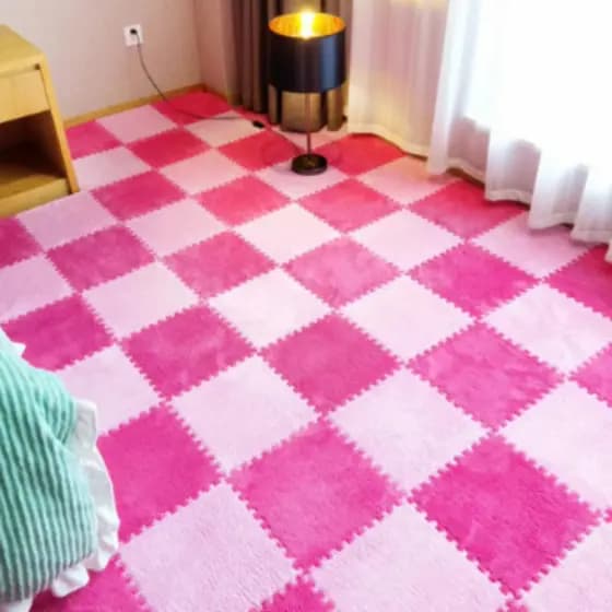Tapete Espuma Pelucia Quebra Cabeça Macio para Criança Piso Quarto Decoração
