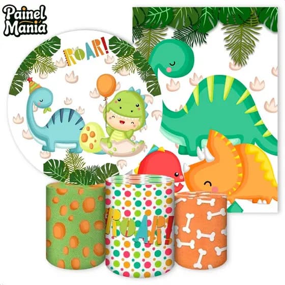Capas Paineis de Festa Sublimados Vários Modelos Tema Dino-Baby