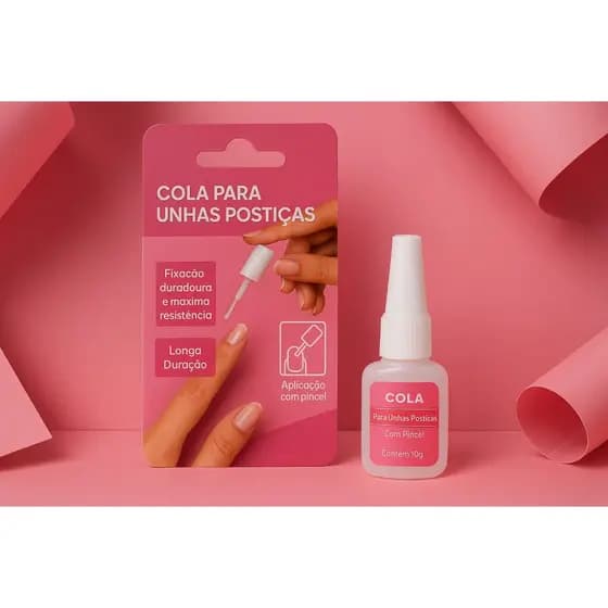 Cola Com Pincel Para Unhas Postiças Tips Gel Fibra Porcelana 10g Fixação Duradoura e Máxima Resistencia Longa Duração