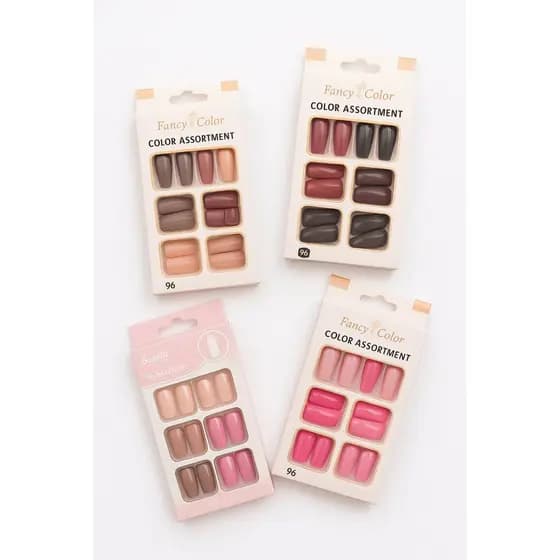 Cartela com 96 Unhas Postiças Bailarinas Tons Nudes, Rosa, Terrosos e Quentes Versatilidade P/ Todos os Looks e Ocasiões