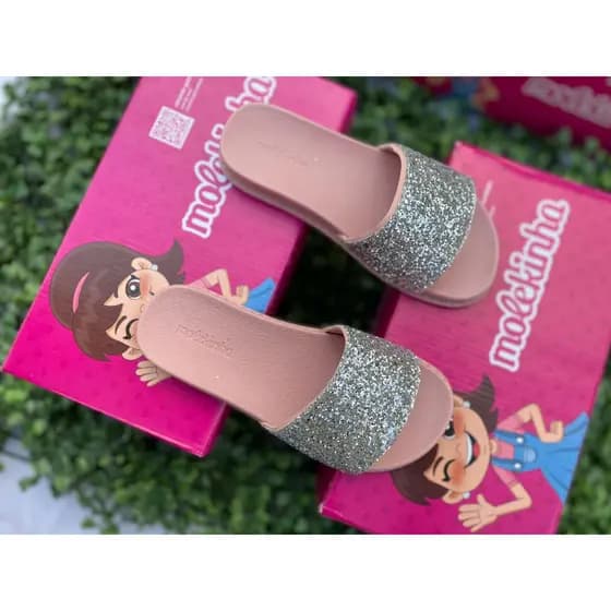 Sandália Molekinha Slide Glitter
