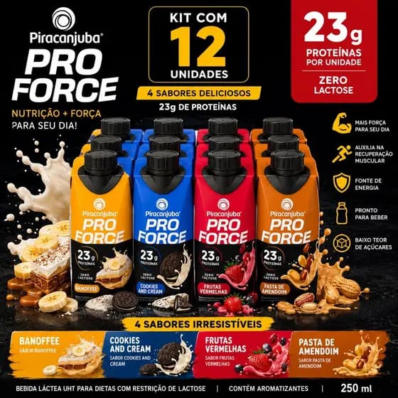 Piracanjuba Whey 23g Bebida Láctea Uht Zero Lactose Caixa 12x250ml