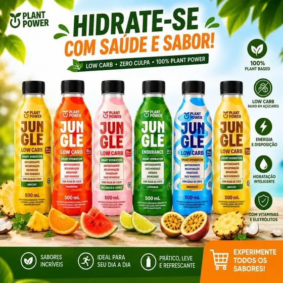 Suplemento Jungle Plant Power Low Carb Zero Açúcar Pack 6x500ml