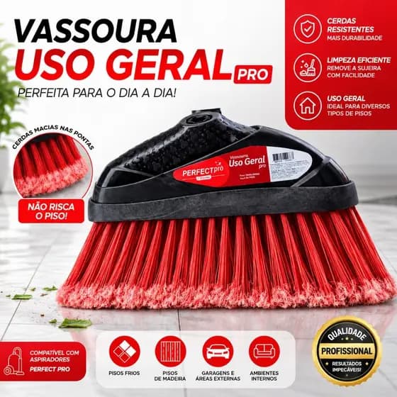 Vassoura Perfect Pro Limpeza Geral Condor Multiuso Resistente Sem Cabo
