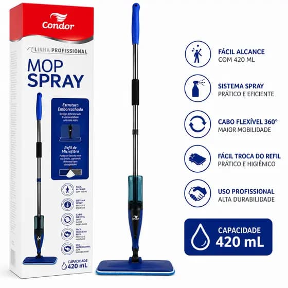 Mop Spray Profissional Condor Perfect Pro Cabo Inox Vassoura Mágica Resistente
