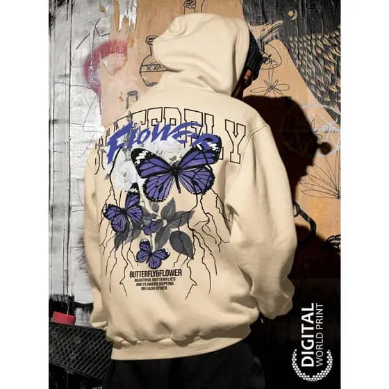 Blusa de Moletom Casaco Borboleta ButterflyFlower Premium Unissex ref-00006