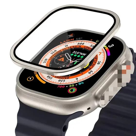 Vidro Temperado Para Relógio Apple Watch Ultra 49mm Estrutura Metálica Protetora De Tela Anti-Riscos Acessórios IWatch 49mm