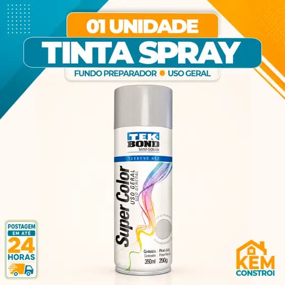 Tinta Spray Tekbond Uso Geral 350ML Fundo Preparador Secagem Rápida Alta Performance
