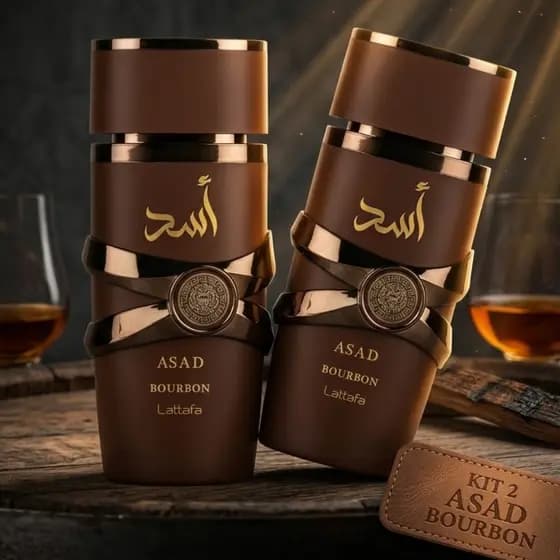 Kit De 01 Até 02 Perfumes Asad Bourbon Lattafa Masculino Alta Fixação Fragrância Árabe Importada