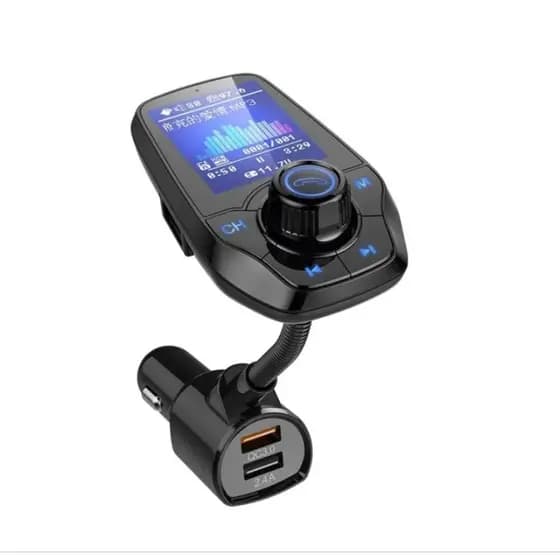 Carregador Veicular Com Transmissor FM e Bluetooth 5.0 MP3 USB Tela Colorida de 1.8" 25w