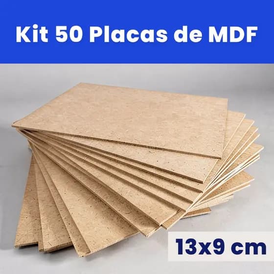 Kit 50 Chapas Placa de MDF Cru 13x9 3mm para Quadro Artesanto Decorativo A4