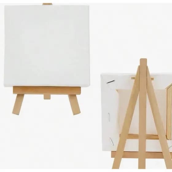 Kit com 3 Tela para Pintura 10x10cm com Cavalete de Madeira | Mini Quadro para Artesanato, Pintura Artística e Decoração