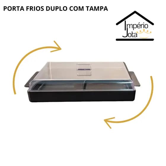 PORTA FRIOS DUPLO COM TAMPA PRETO