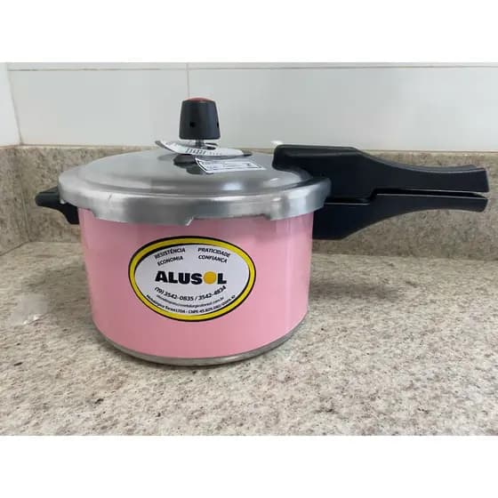 PANELA DE PRESSÃO 5,0 LITROS - FECHAMENTO EXTERNO - ROSA BARBIE