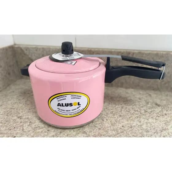 PANELA DE PRESSÃO 4,5 LITROS - FECHAMENTO INTERNO - ROSA BARBIE