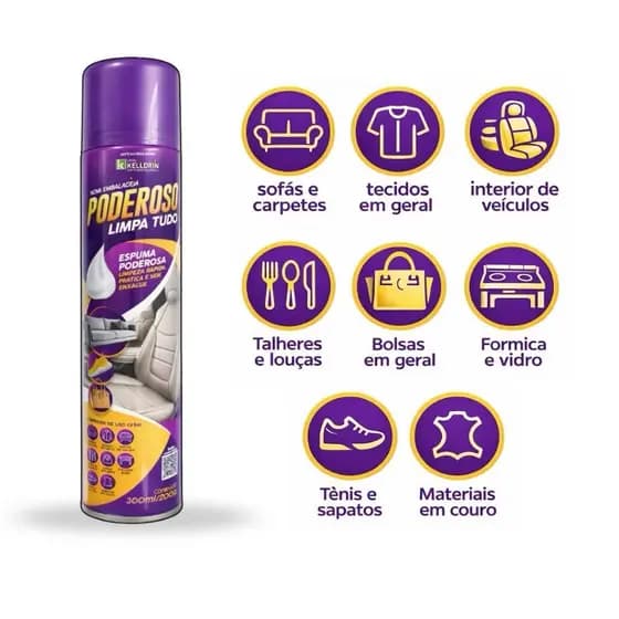 Spray Limpa Tudo Poderoso Remover Manchas e Sujidades Casa Carro Sofá Estofados