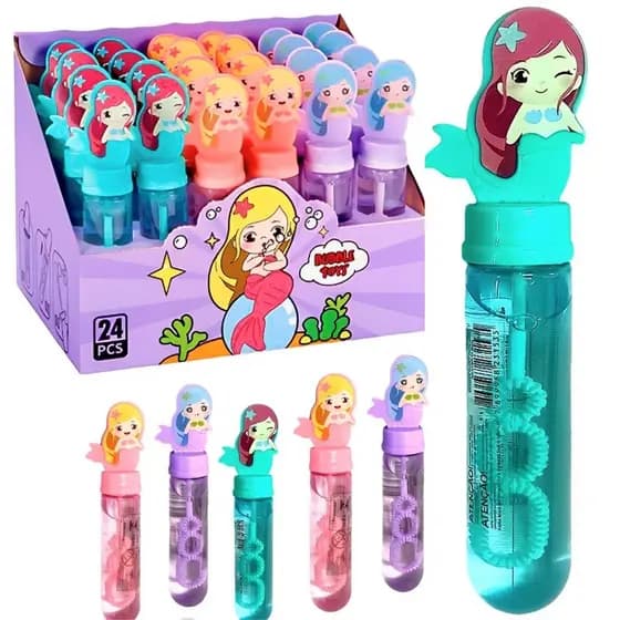 Kit Bastão Bolinha Bolha de Sabão Sereia C/48 Unidades De 30ml