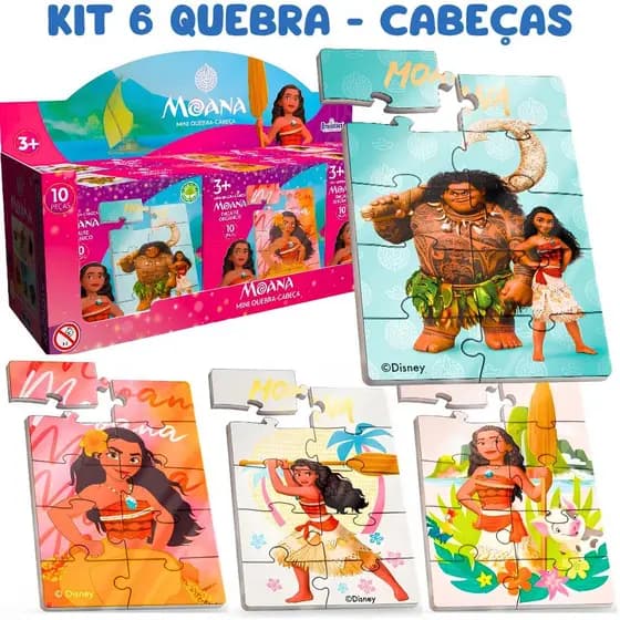 Moana Brinquedo Jogo 1/6 Quebra Cabeça Em Madeira Infantil